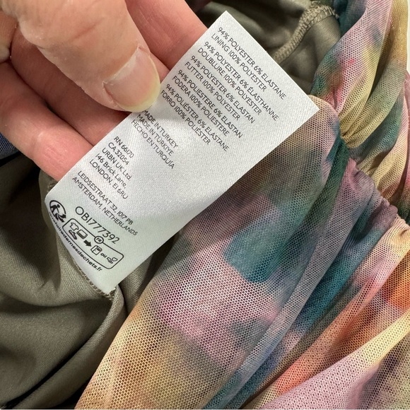 Anthropologie Slim Printed Ruched Midi Skirt Multicolor Mesh Y2K - Picture 5 of 7